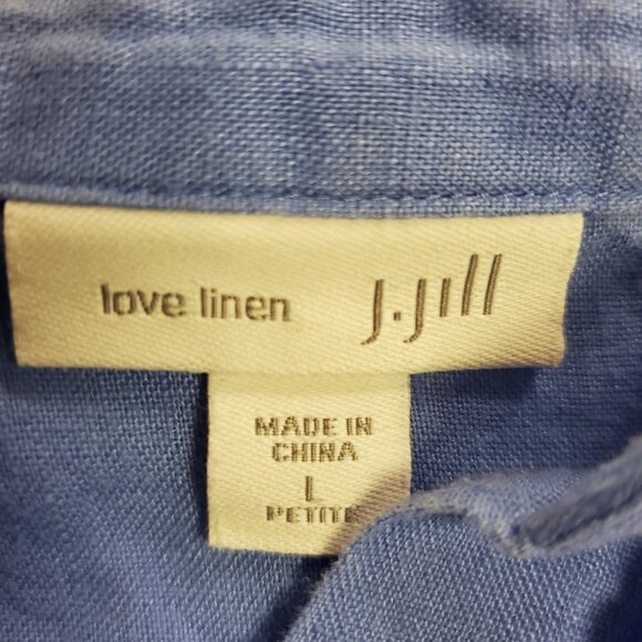J Jill Love Linen Womens Button Up Top Size L Petite Beach Costal Sustainable - Picture 5 of 11